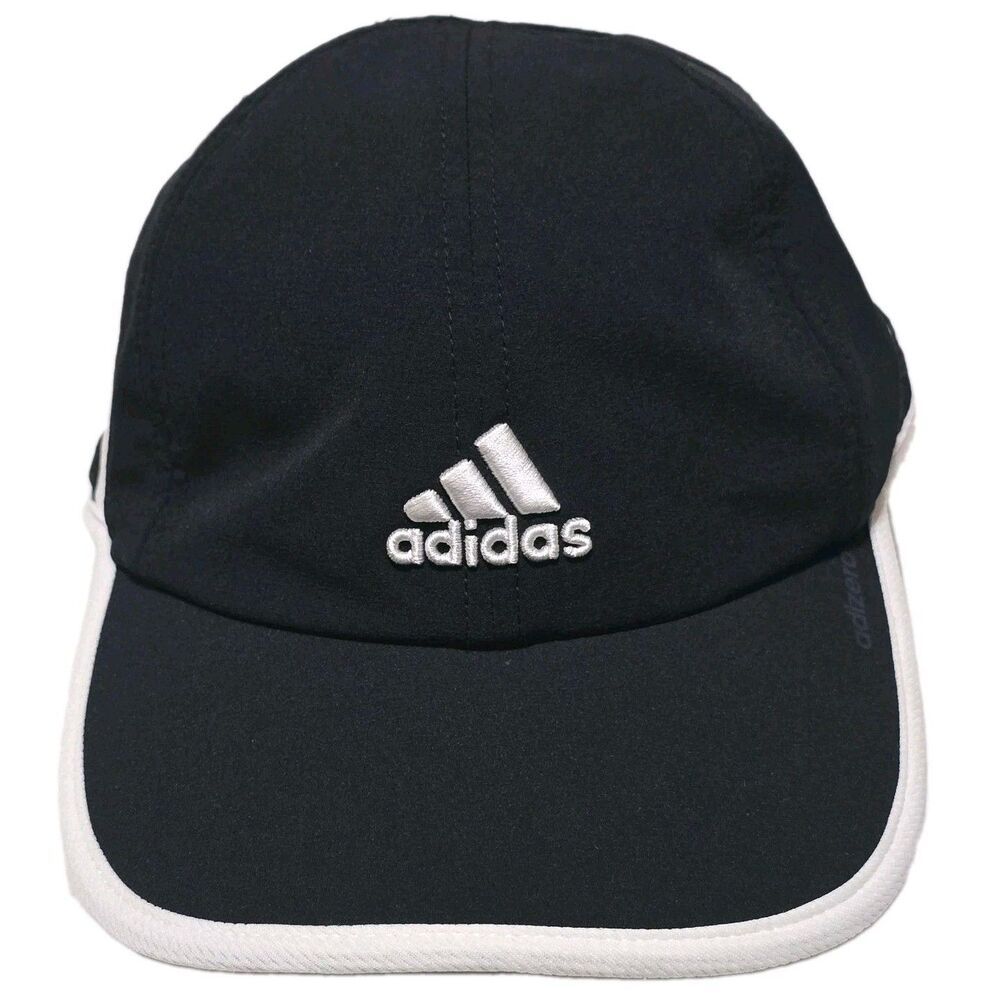 adidas Adizero Lightweight Running Hat Cap – Black with White Trim – Adjustable